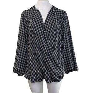 Torrid Georgette Surplice Blouse Size 6 6X US 30 Black White Hayden Plaid NEW